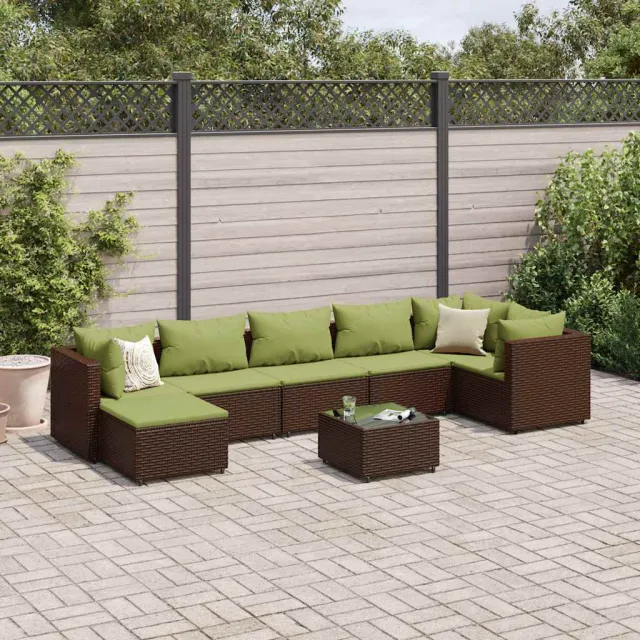 vidaXL 8-delige Loungeset met kussens poly rattan bruin, foto 2