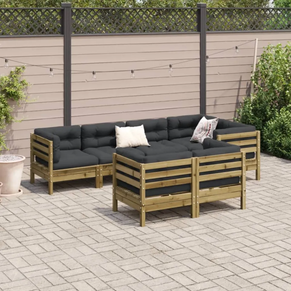 vidaXL 7-delige Loungeset met kussens geïmpregneerd grenenhout bruin, foto 2