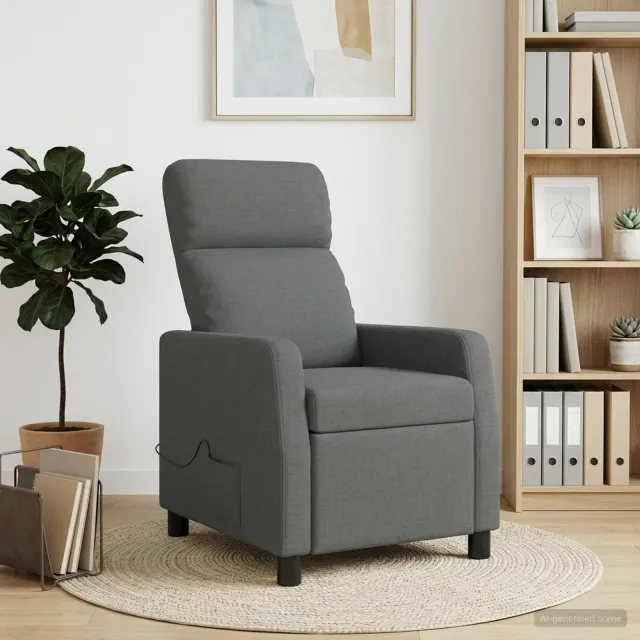 vidaXL Massage Recliner Donkergrijs Stof