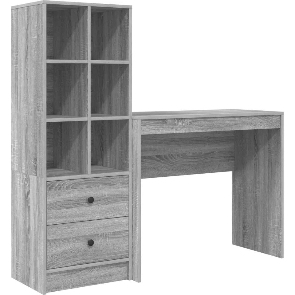 vidaXL Bureau Grijs Sonoma 135,5 x 40 x 127 cm 2 st, foto 3
