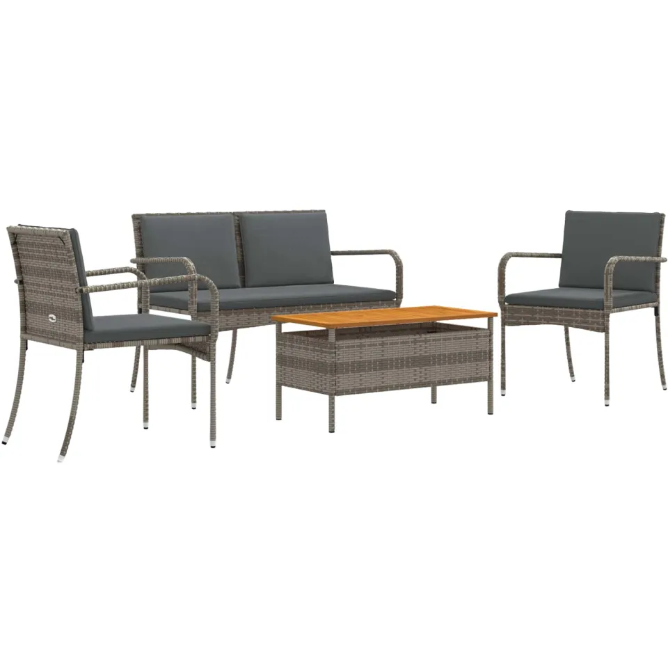 vidaXL Tuinset Grijs poly rattan