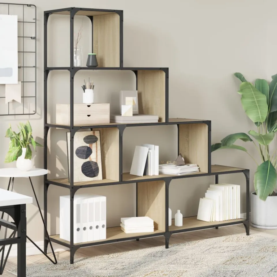 vidaXL Boekenkast 4-laags 139x33,5x149 cm bewerkt hout sonoma eiken, foto 2
