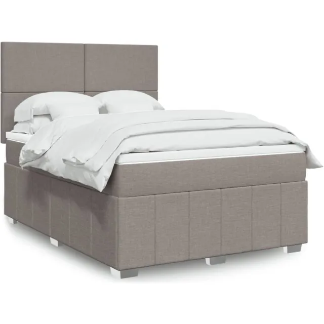 vidaXL Boxspring met matras stof taupe 140x190 cm
