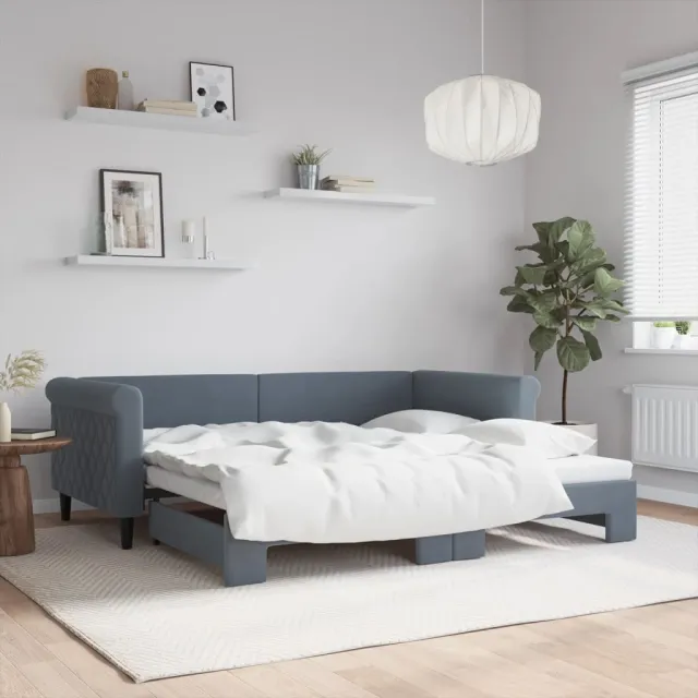 vidaXL Slaapbank met onderschuifbed 90x190 cm fluweel donkergrijs
