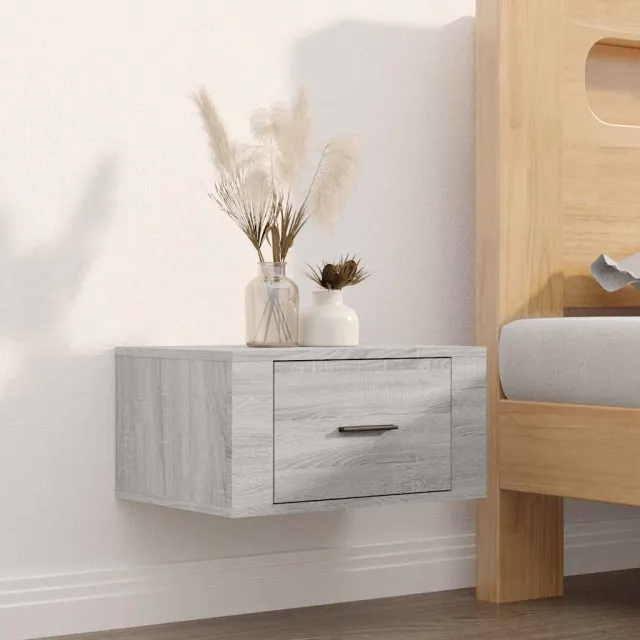 vidaXL Nachtkastjes 2 st wandgemonteerd 50x36x25 cm grijs sonoma eiken, foto 3
