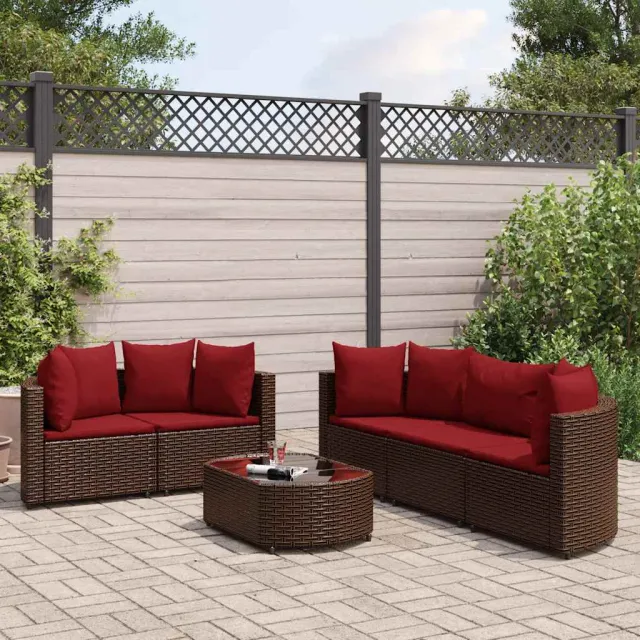 vidaXL 6-delige Loungeset met kussens poly rattan bruin, foto 2