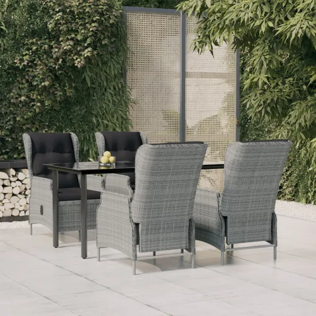 vidaXL 5-delige Tuinset poly rattan lichtgrijs grijs, foto 2
