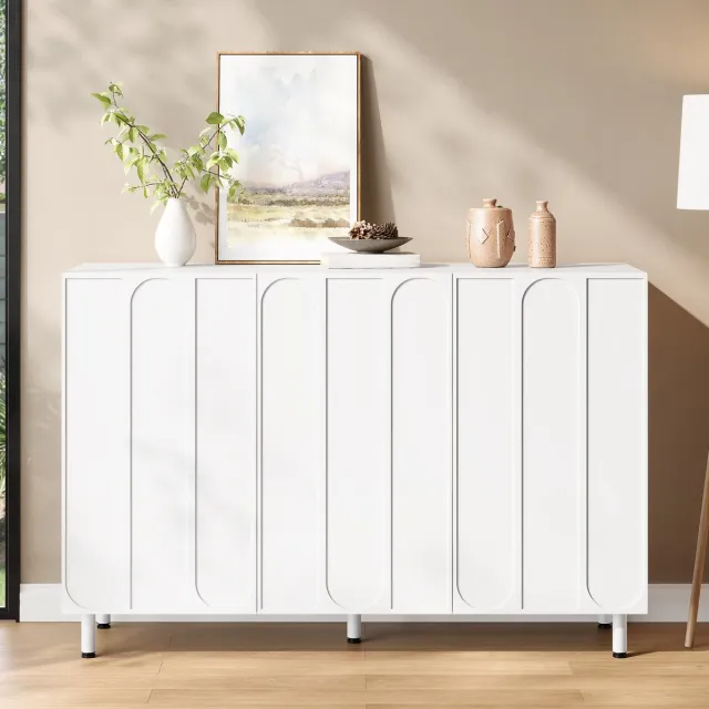 HAUSS SPOLE Schoenenkast Met 3 Deuren - Verstelbare Planken En Zachte Sluiting - Voor Hal En Woonkamer - MDF En Spaanplaat - 120x37x80 Cm - Wit