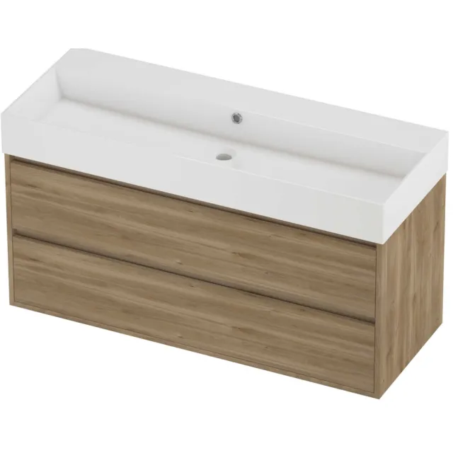 Proline Zara Badmeubelset Porselein Loft 120x46x65 cm Glans Wit Cider Oak Eiken