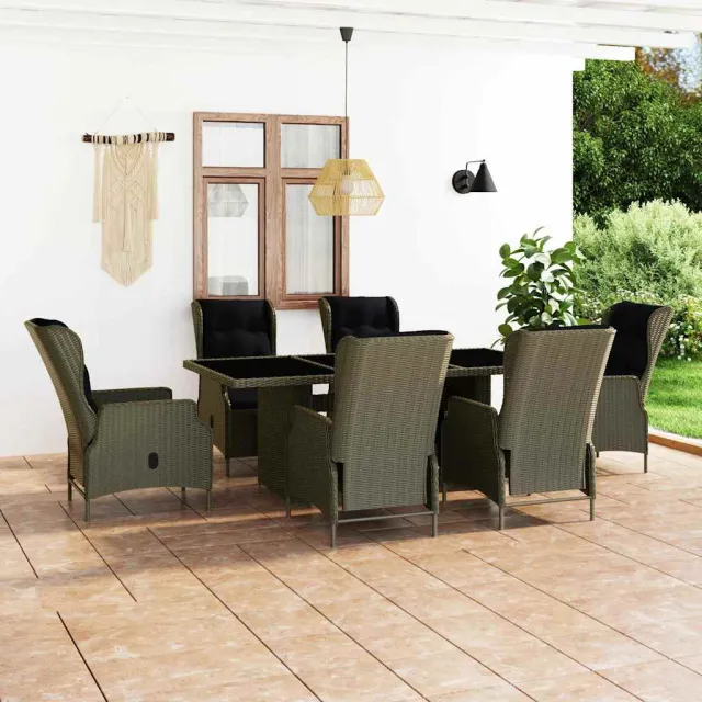 vidaXL 7-delige Tuinset met kussens poly rattan bruin, foto 2