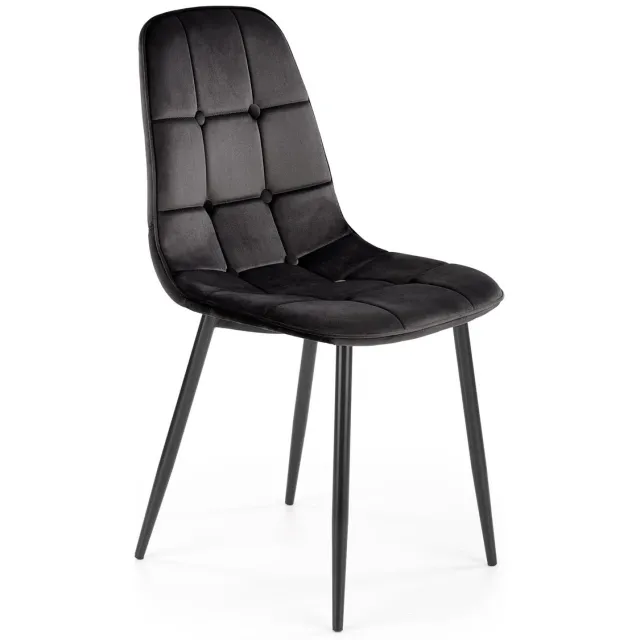 Halmar W160 - Eetkamerstoel - Zwart - Velours - Metalen Poten