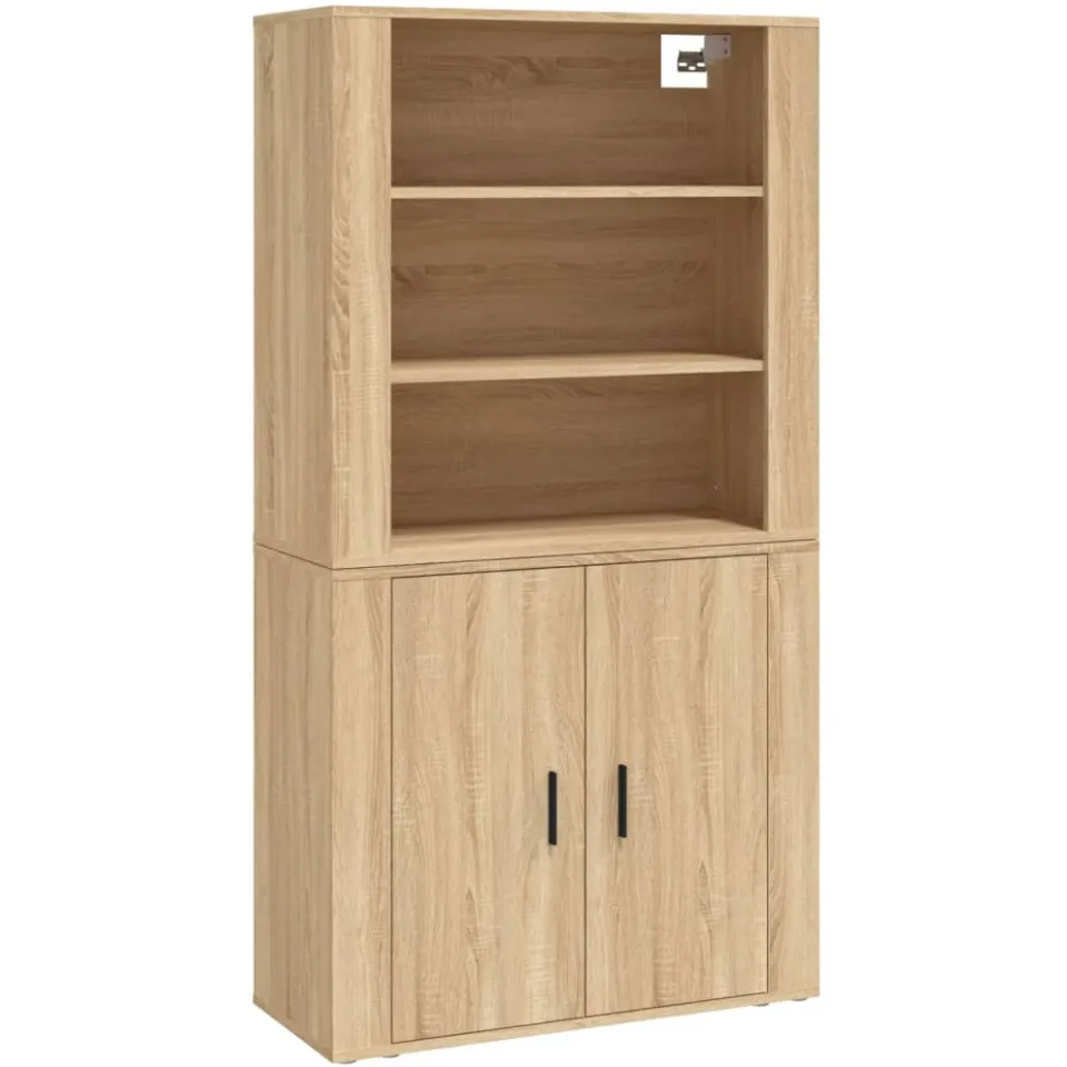 vidaXL Hoge kast bewerkt hout sonoma eikenkleurig Bruin