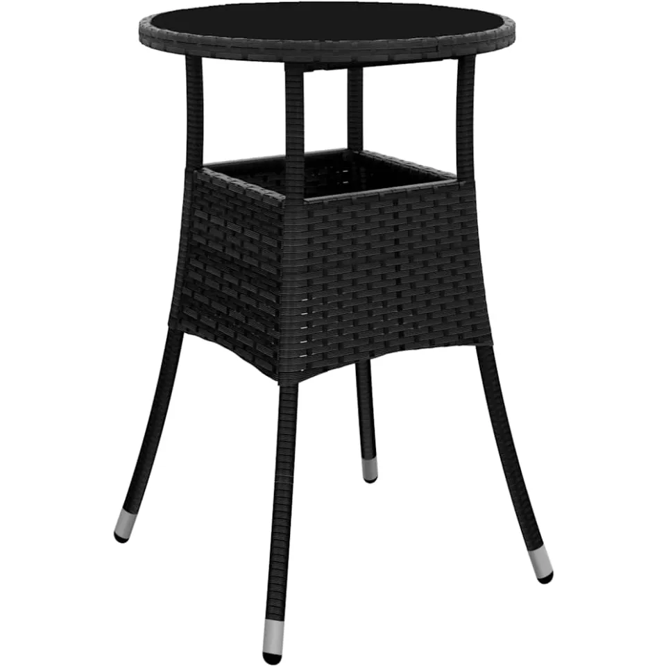 vidaXL 5-delige Tuinset met kussens poly rattan en glas zwart, foto 4
