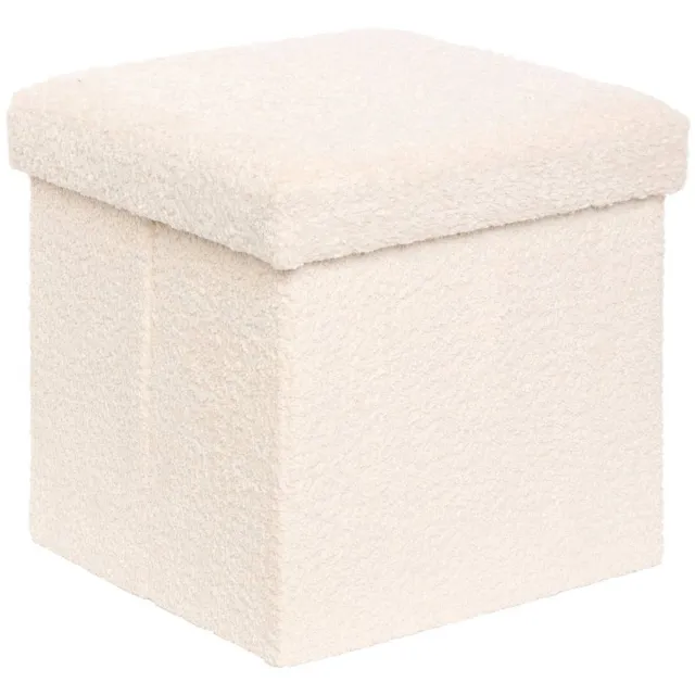 Atmosphera Créateur d'intérieur® Opvouwbare poef met opbergruimte van bouclé-stof SOANA Ivoire