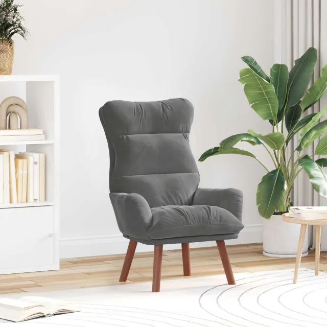vidaXL Fauteuil Donkergrijs Fluweel grijs