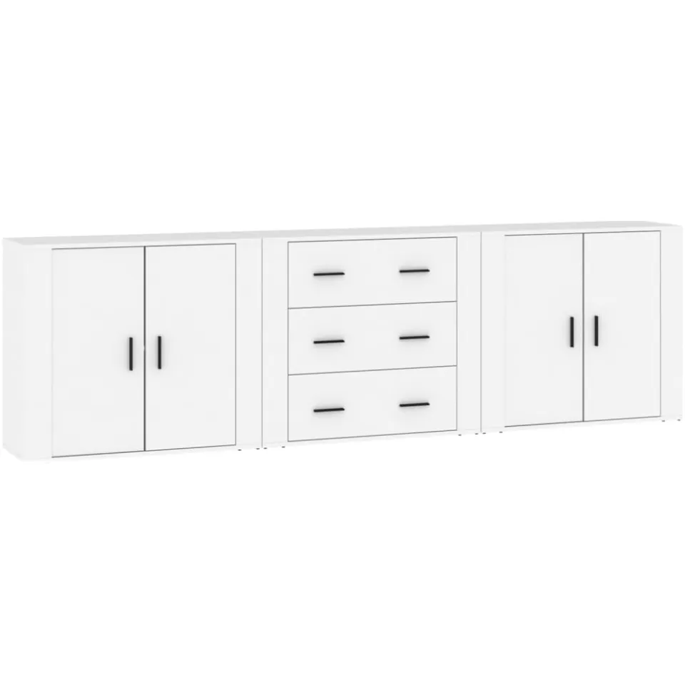 vidaXL Dressoirs 3 st bewerkt hout wit