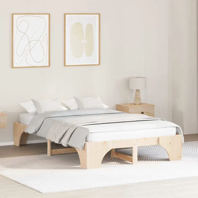 vidaXL Bedframe Naturel 140 x 190 cm Massief grenenhout Bruin