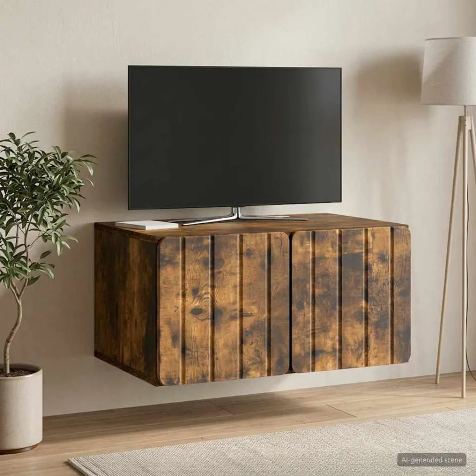 vidaXL Wandbeugel TV-kast 59,5 x 41 x 30 cm Gerookt eiken Bewerkt hout, foto 4