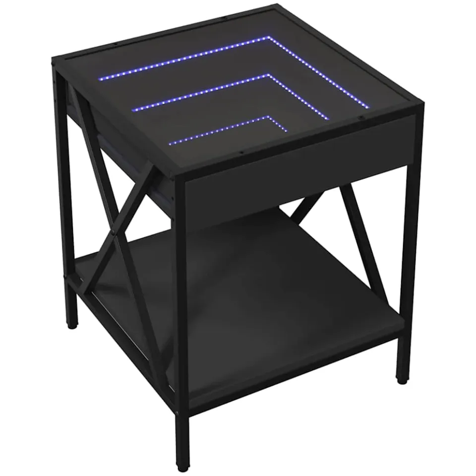 vidaXL Nachtkastje met Infinity LED 40x40x49 cm zwart