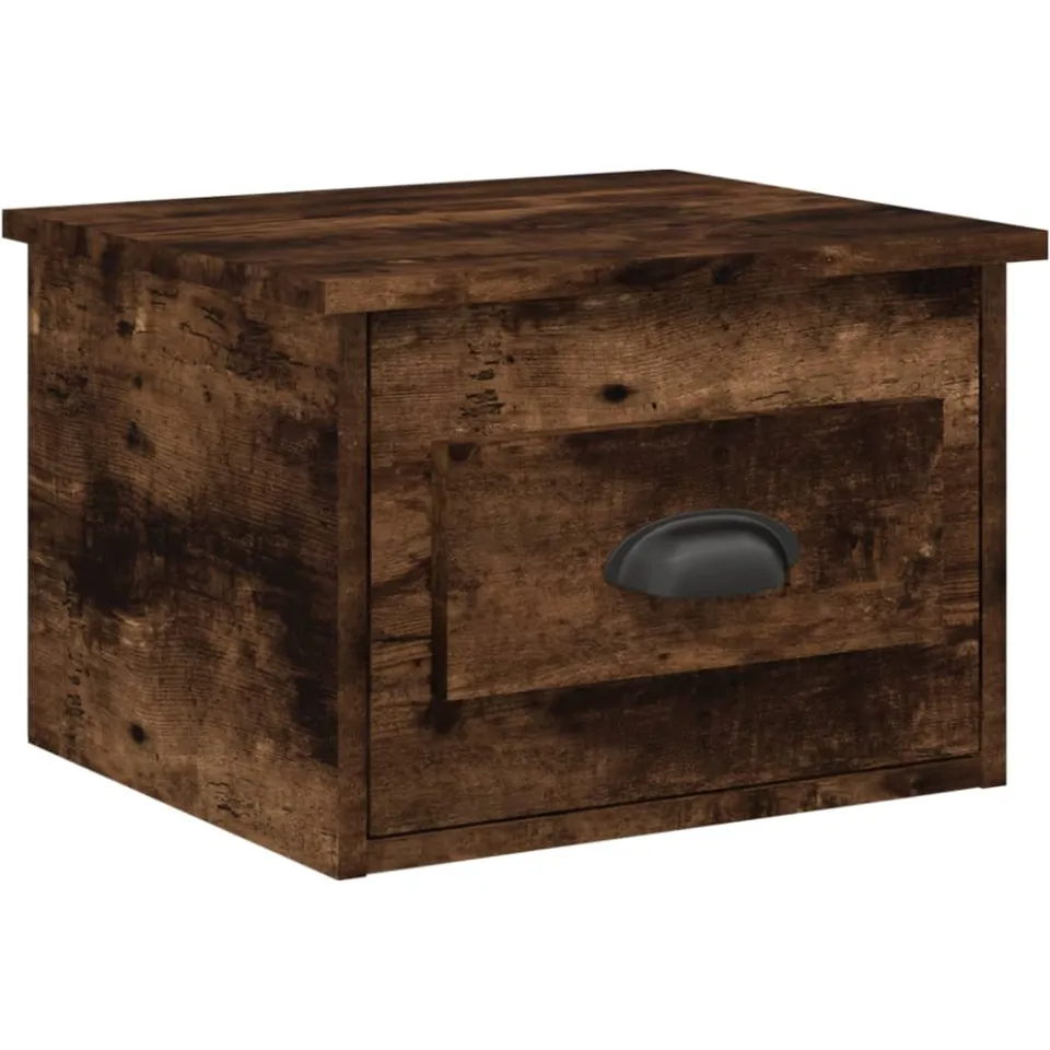 vidaXL Nachtkastjes 2 st wandgemonteerd 41,5x36x28 cm gerookt eiken, foto 4