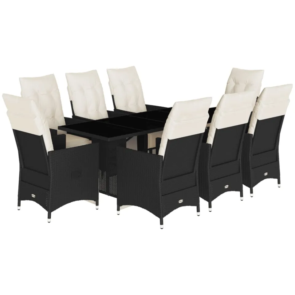 vidaXL 9-delige Tuinset poly rattan zwart, foto 3