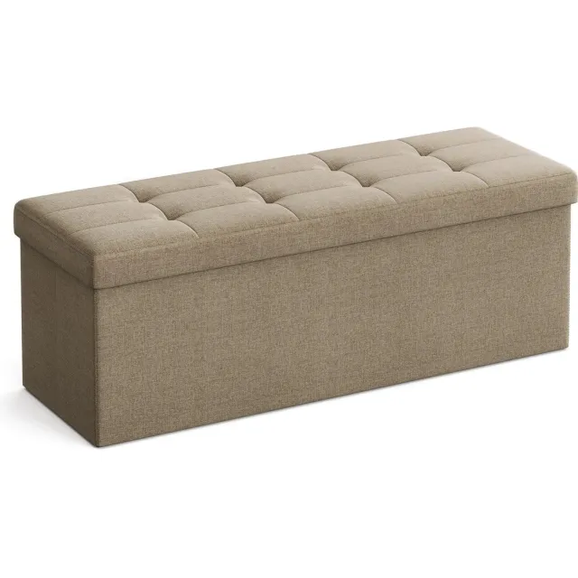 LEOBERT Opbergpoef/zitbank– Licht Taupe – Modern Design - Opvouwbaar en Opbergruimte
