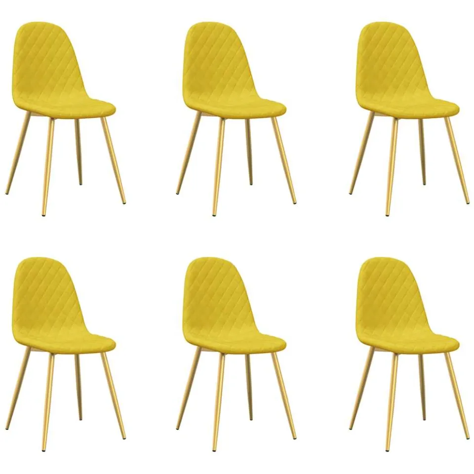vidaXL Eetkamerstoelen 6 st fluweel mosterdgeel, foto 3