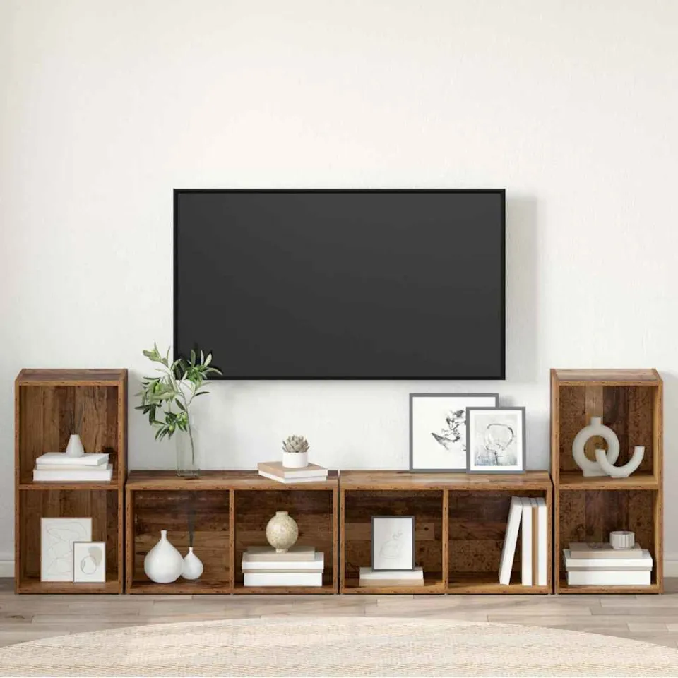 vidaXL Tv-meubelset 4 st 37 x 37 x 72 cm Oud Hout bruin, foto 3