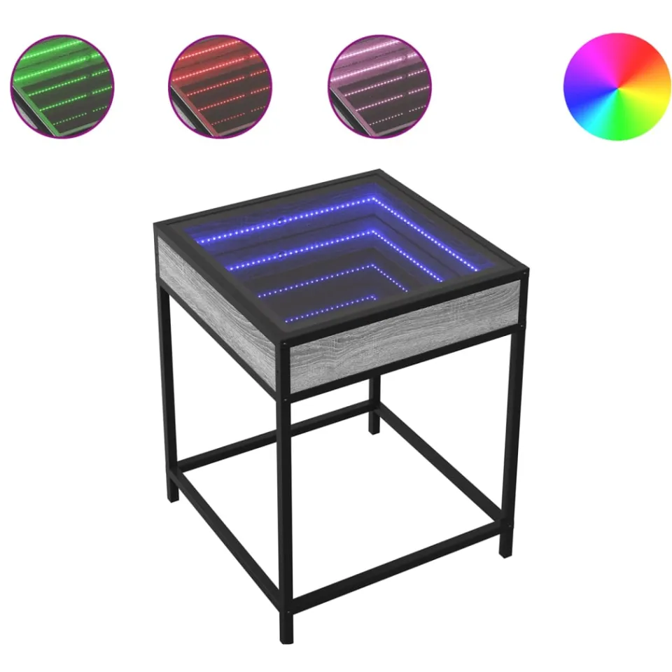 vidaXL Nachtkastje met Infinity LED 40x40x51 cm grijs sonoma eiken, foto 4