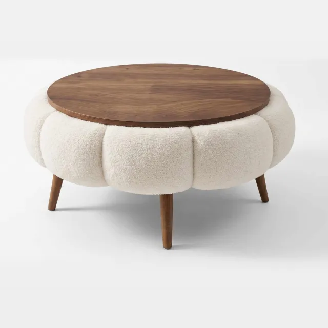 Skye Decor Papatya 60 – Salontafel – Wit/Walnoot – Ø60 x 44 cm