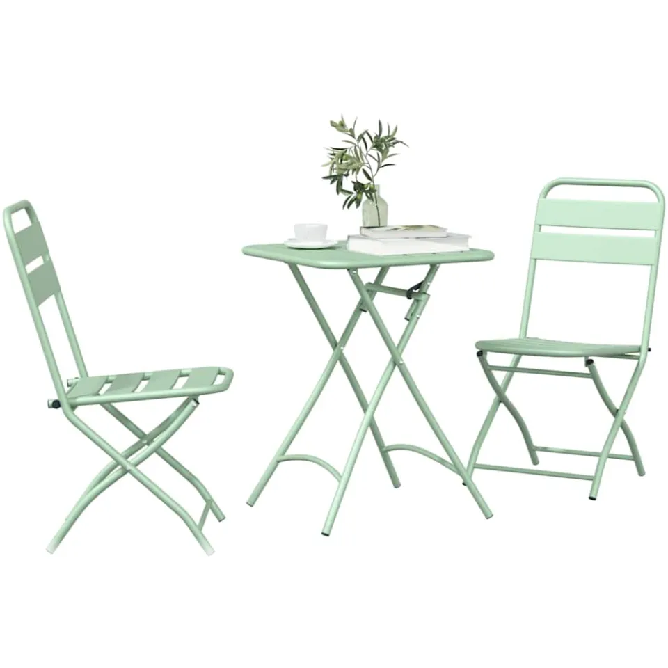 vidaXL Bistroset 3 st Groen Staal