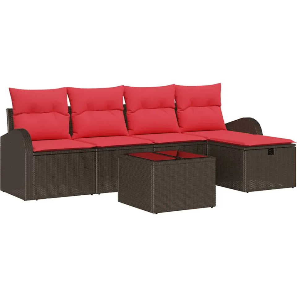vidaXL Tuin Sofa Set 6 st Bruin poly rattan