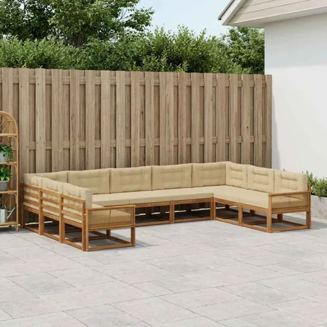 vidaXL Buiten bankenset 9 st 9-zits Natuurlijk en Beige