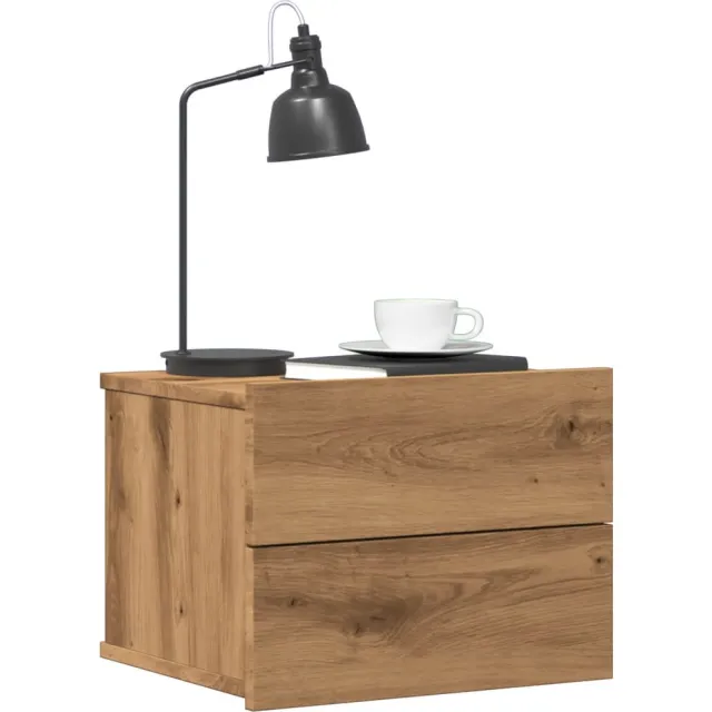 vidaXL Nachtkastjes 2 st wandgemonteerd 40x32x30 cm artisanaal eiken Bruin