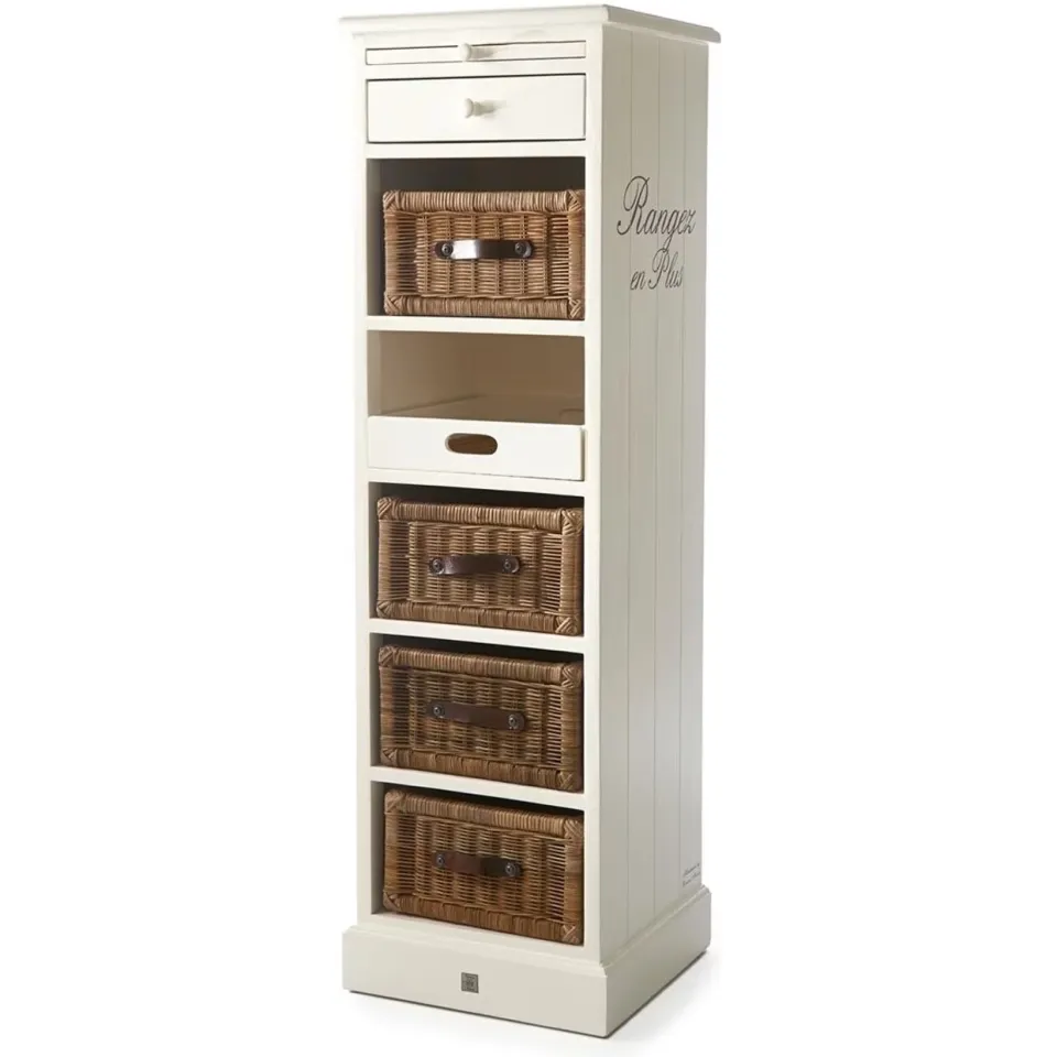 Rivièra Maison Rangez en Plus ladekast wit met rattan laden, foto 3