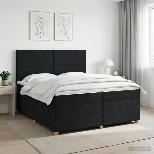 vidaXL Boxspringbed met matras met hoofdeinde Zwart 200 x 200 cm Stof