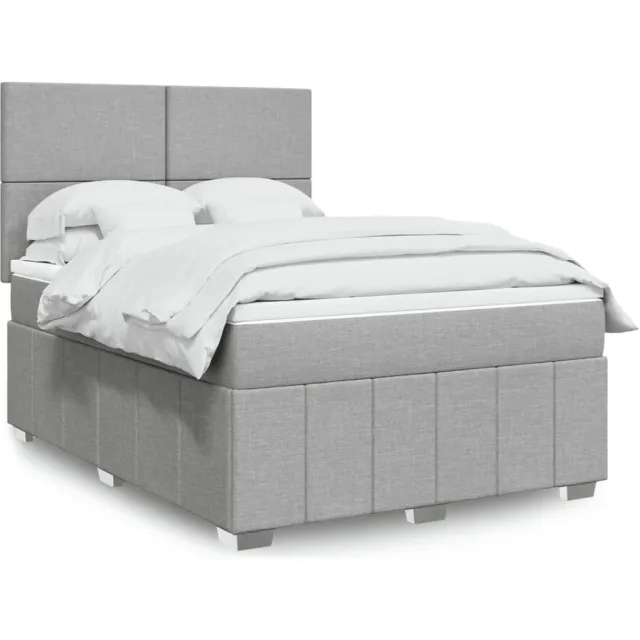 vidaXL Boxspring met matras stof lichtgrijs 140x190 cm grijs