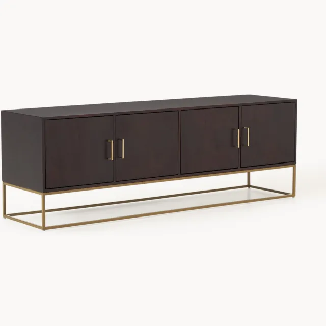 Westwing Collection Tv-meubel Lyle van mangohout Goudkleurig