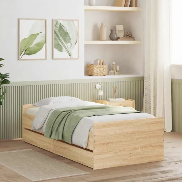 vidaXL Bedframe met lades sonoma eikenkleurig 100x200 cm Bruin