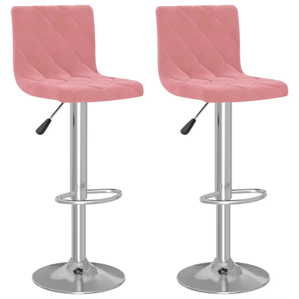 vidaXL Barkrukken 2 st fluweel roze, foto 3