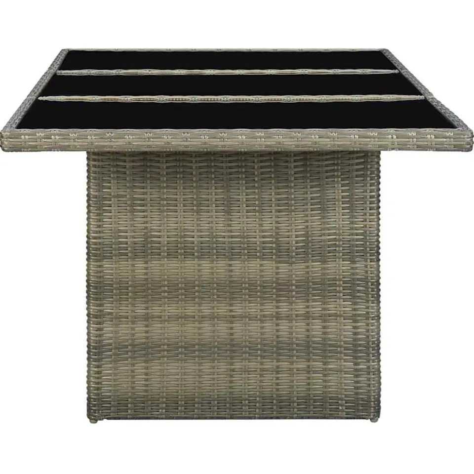 vidaXL Tuintafel poly rattan en gehard glas bruin, foto 2