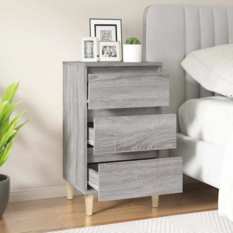 vidaXL Nachtkastje 40x35x70 cm bewerkt hout grijs sonoma eikenkleurig, foto 3