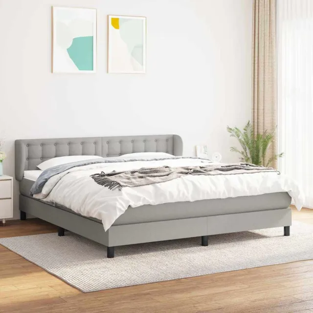 vidaXL Boxspring met matras stof lichtgrijs 160x200 cm grijs