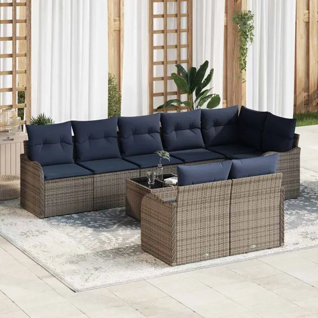 vidaXL Tuin Sofa Set 9 st Grijs poly rattan, foto 2