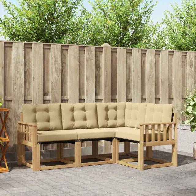 vidaXL Buiten bankenset 4 st 4-zits Wit en Beige
