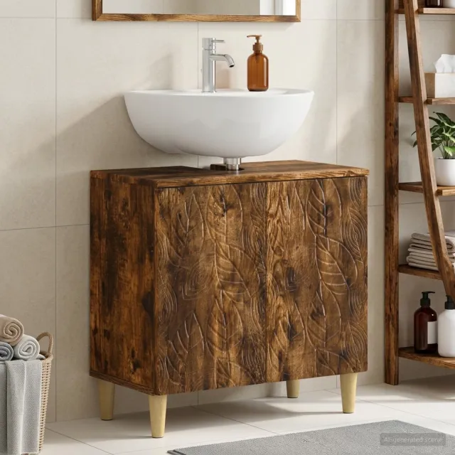 vidaXL Badkamer wastafelkast DELFT Gerookt eiken 59,5 x 31,5 x 59 cm Bruin