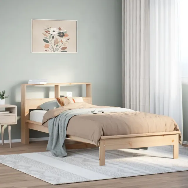 vidaXL Bed met boekenkast zonder matras massief grenenhout 75x190 cm Bruin