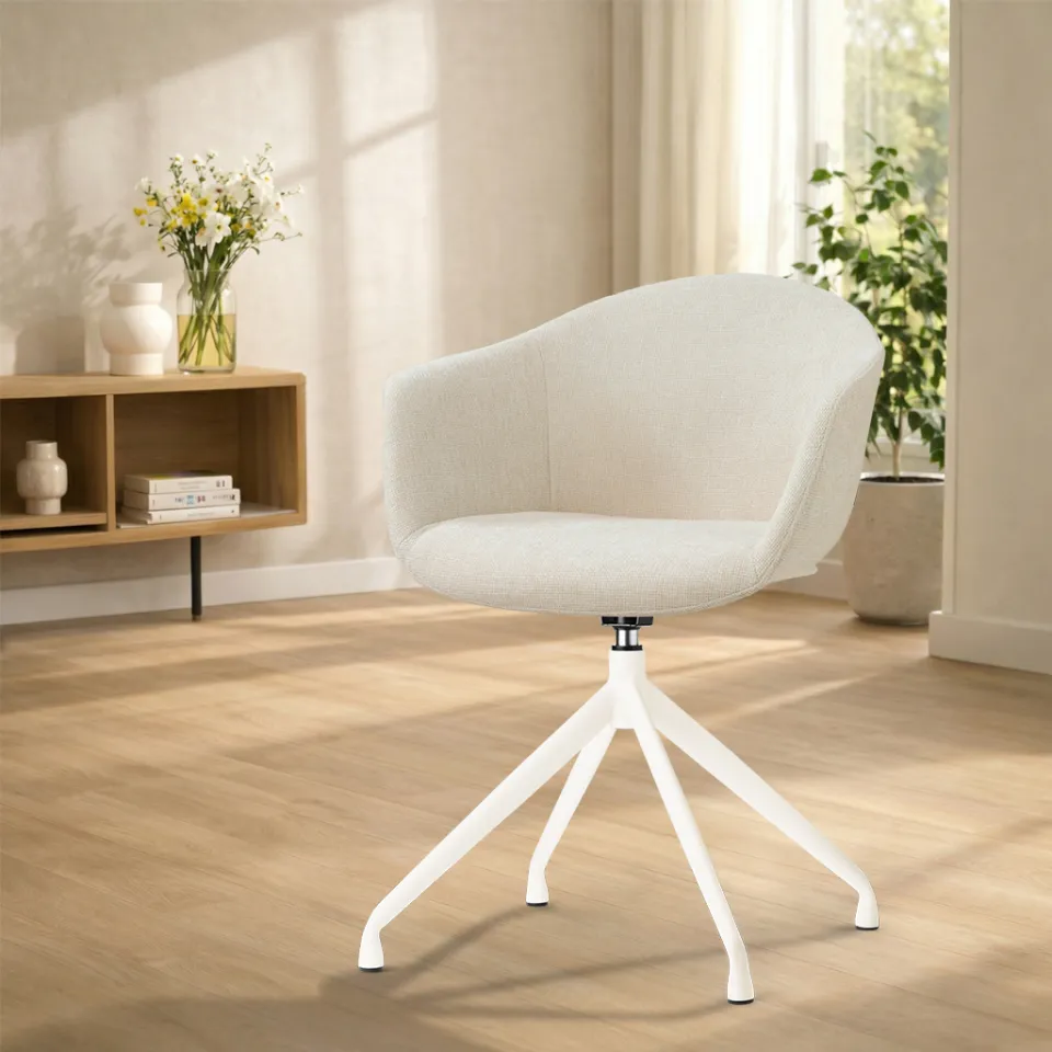 Nolon Nola-Otis draaibare eetkamerstoel cottonbeige - wit onderstel, foto 2