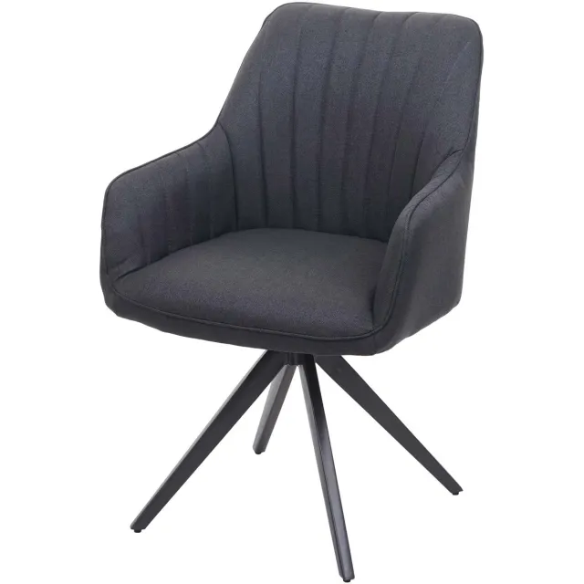 MCW Eetkamerstoel MCW-H73, keukenstoel, stoel met armleuningen, retro, staal, stof/textiel ~ donkergrijs