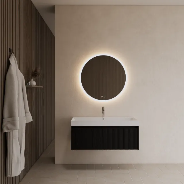 Gliss Design Badkamermeubel Gliss Design Timotheus 100 cm Black Veneer (Keuze Wastafel) Zwart